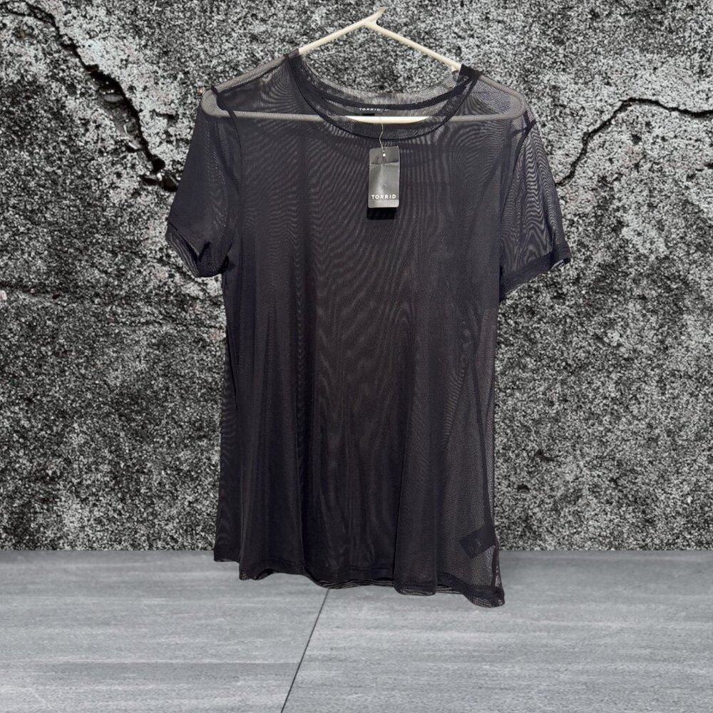 New Sheer Black  short sleeved T-Shirt from Torrid